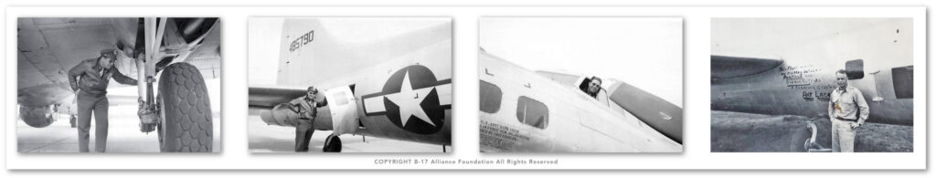 Original ferry flight to Altus, Oklahoma from Syracuse , New York (left three photos) | Arrival in Troutdale, Oregon – message on fuselage